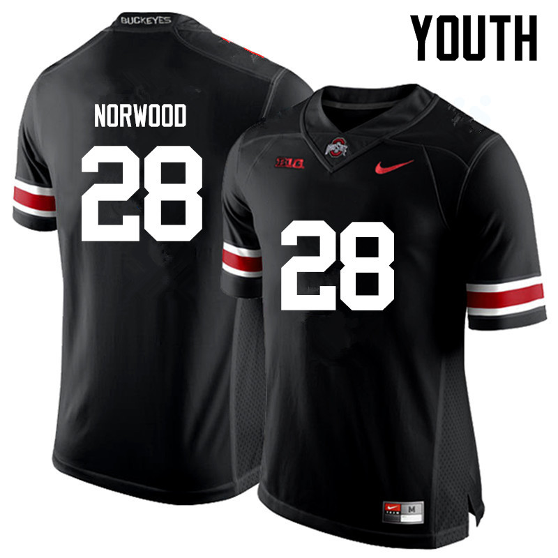 Ohio State Buckeyes Joshua Norwood Youth #28 Black Game Stitched College Football Jersey